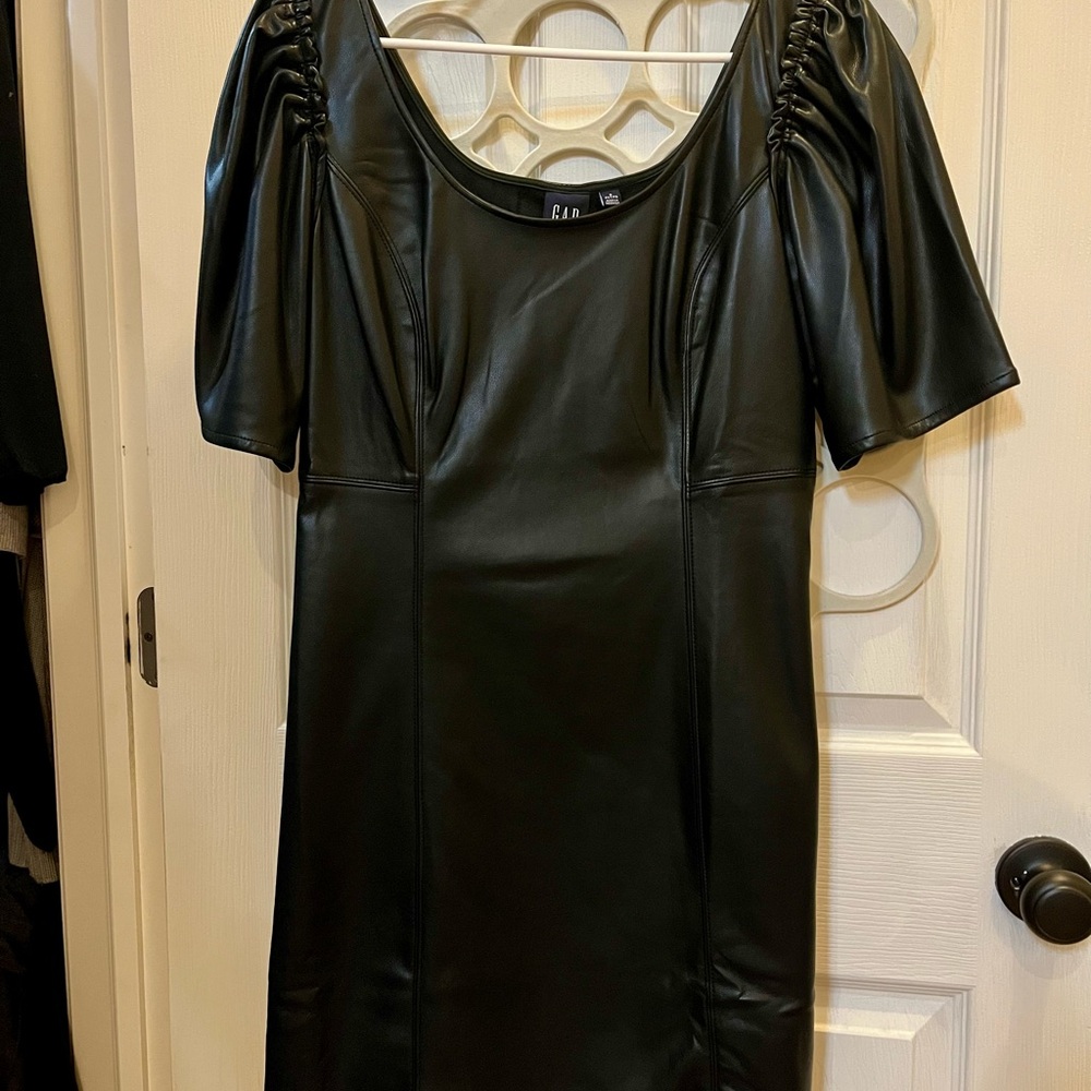 GAP Vegan Leather Puff Sleeve Mini Dress - Picture 12 of 12